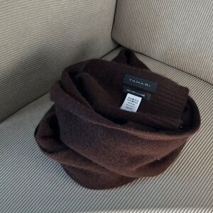 Tahari Dark Brown 100% Cashmere Scarf